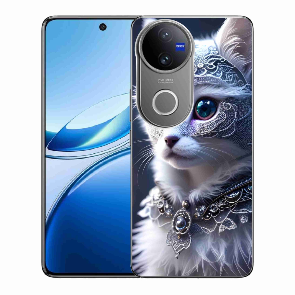Zselés borítás mmCase a Vivo V50 5G-hez - fehér macska