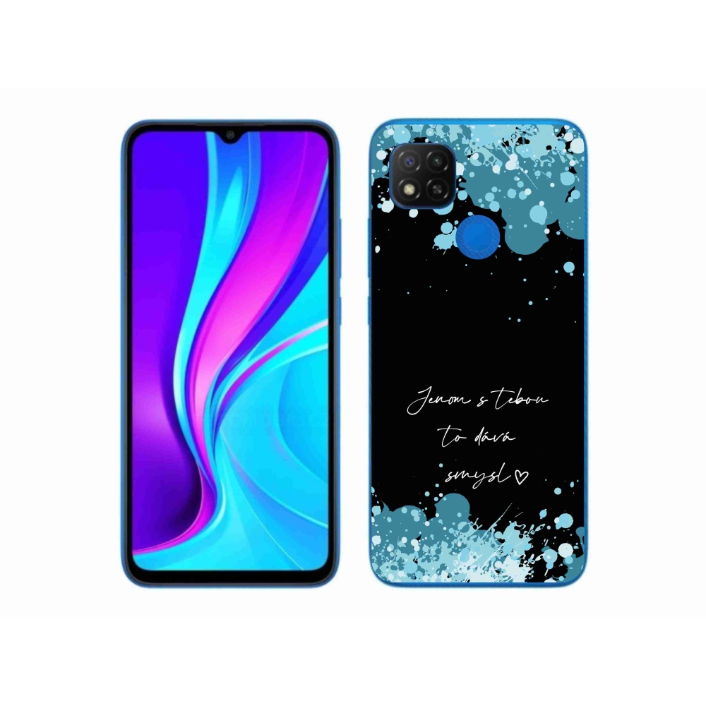 Gél borító mmCase a Xiaomi Redmi 9C - szerelem szöveg fekete háttérrel