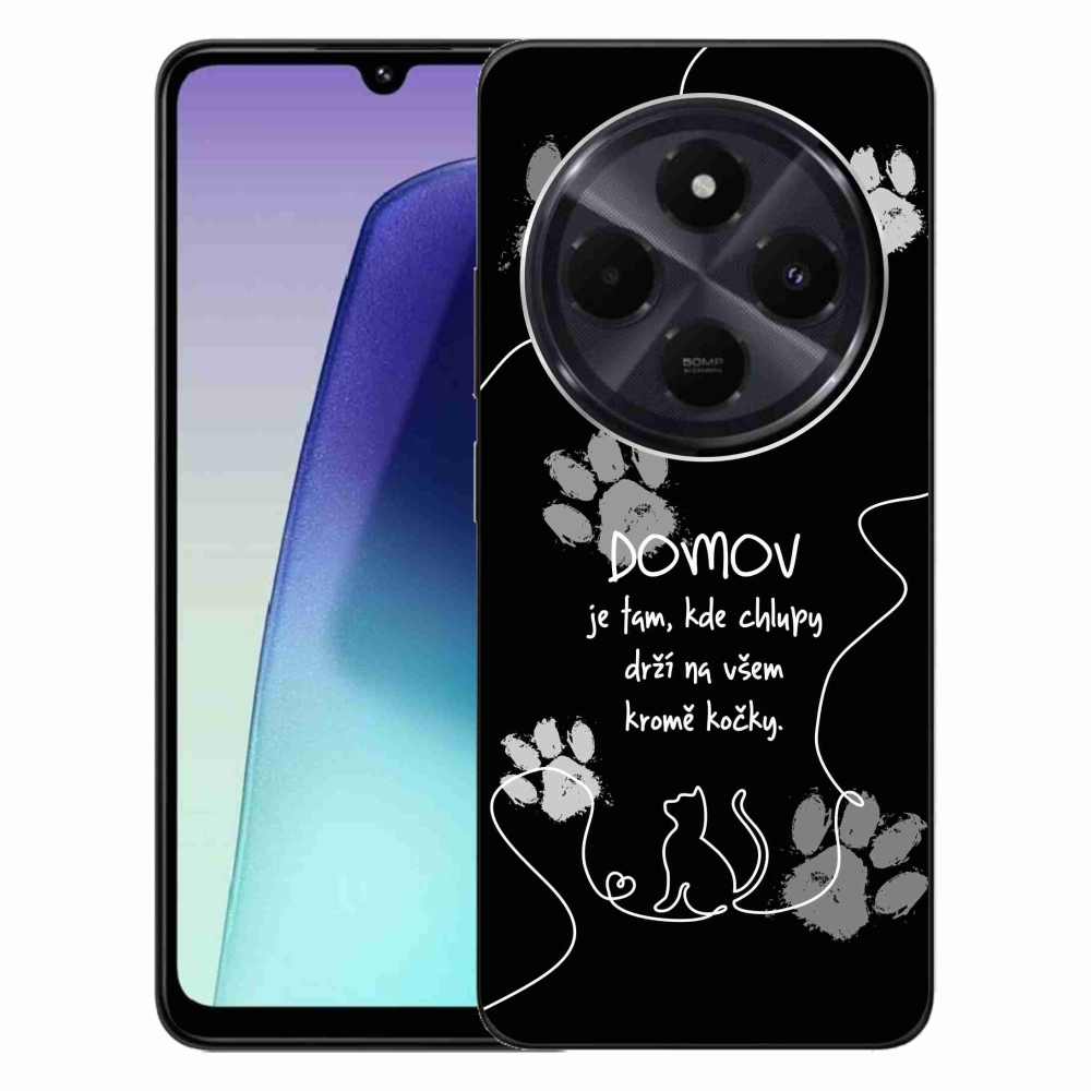 Gél borítás mmCase a Xiaomi Redmi 14C/Poco C75-hez - macska motívum fekete háttérrel