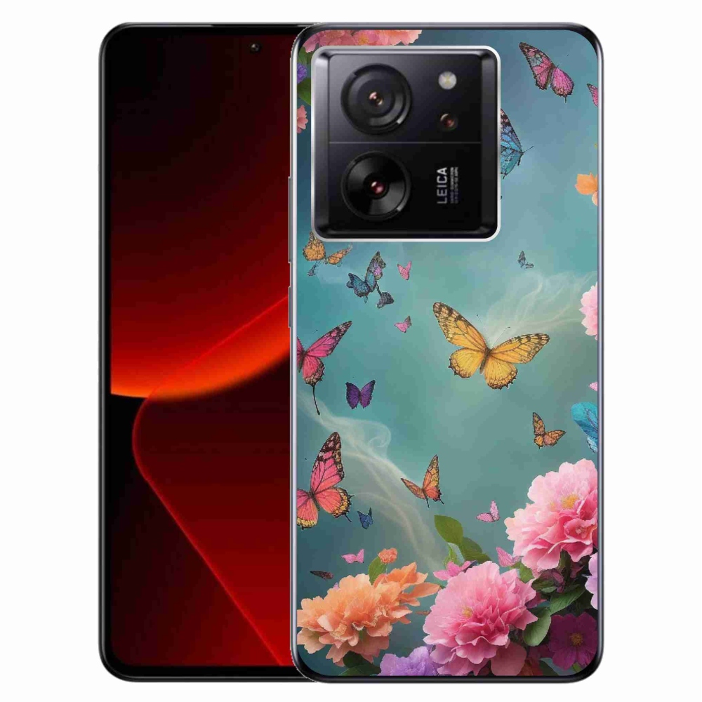 Gél borítás mmCase a Xiaomi 13T/13T Pro számára - színes virágok és pillangók