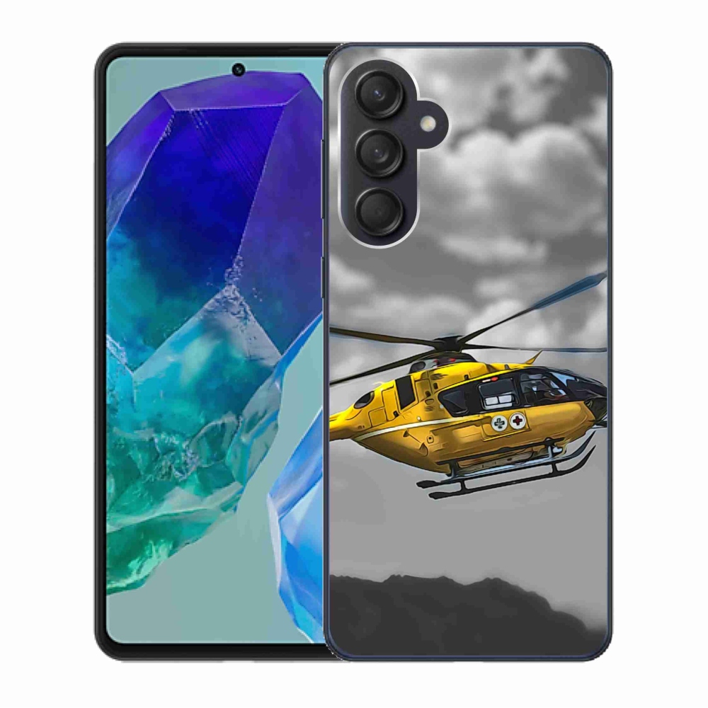 Gél védőhuzat mmCase Samsung Galaxy M55 5G - sárga helikopterhez