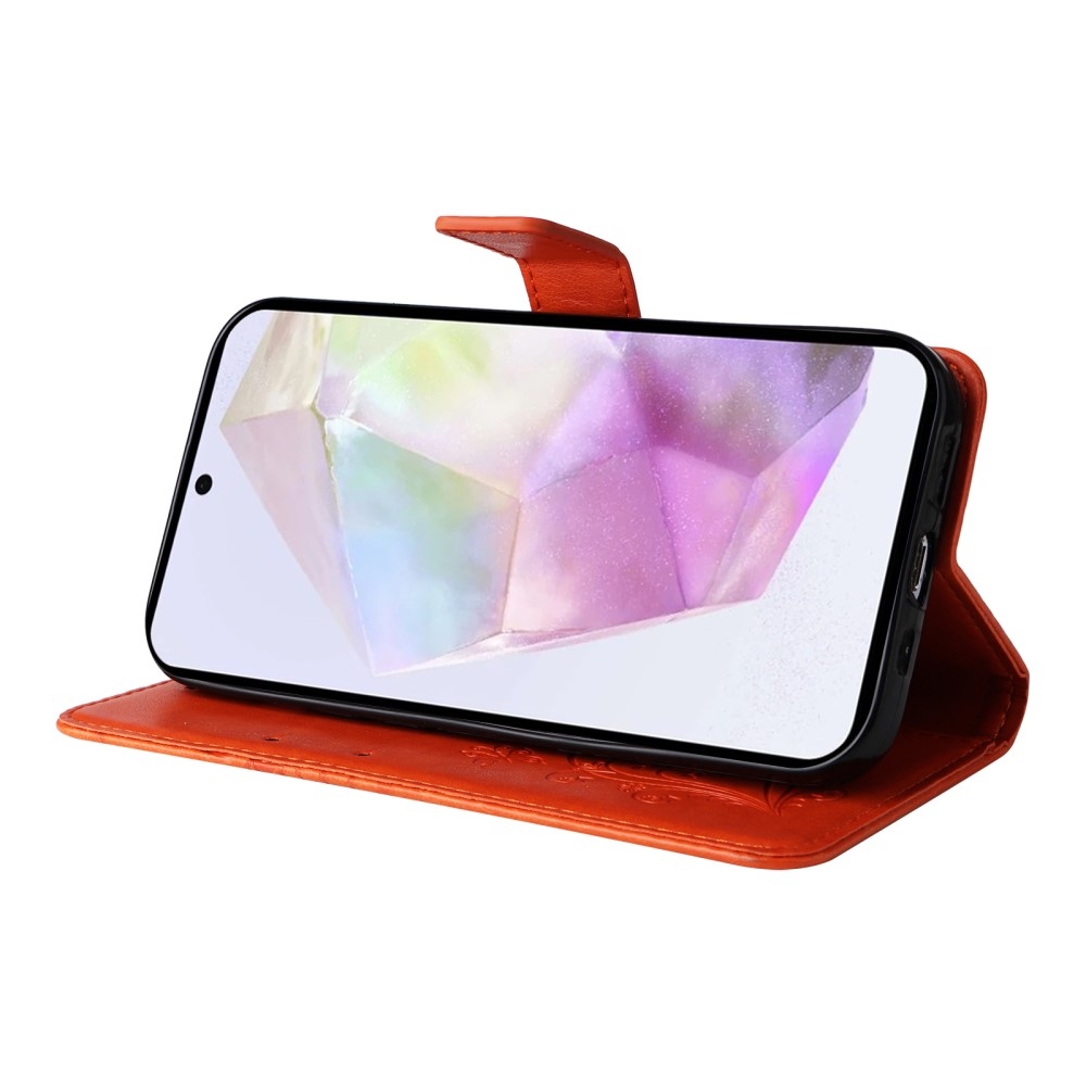 Nagy pillangó könyv tok Samsung Galaxy A36 5G - narancssárga