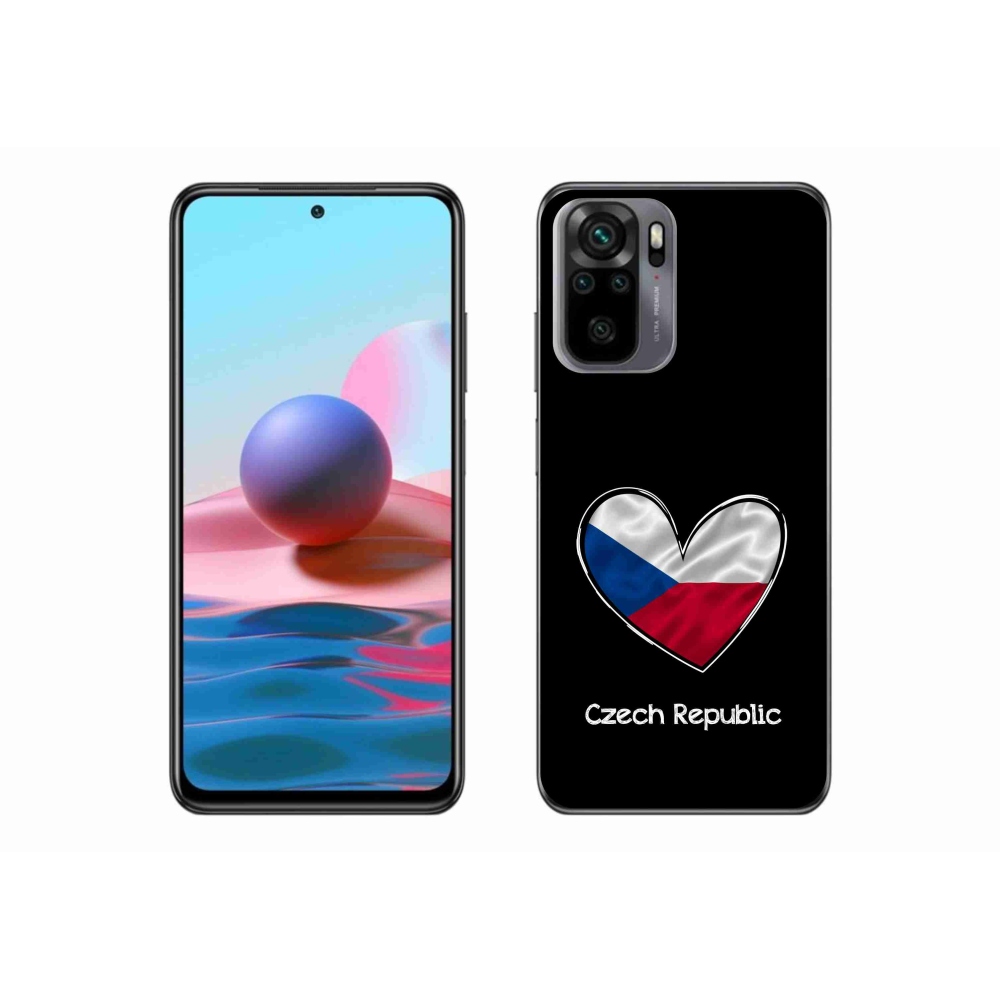 Gél borító mmCase a Xiaomi Redmi Note 10 4G-hez - szív zászló fekete háttérrel