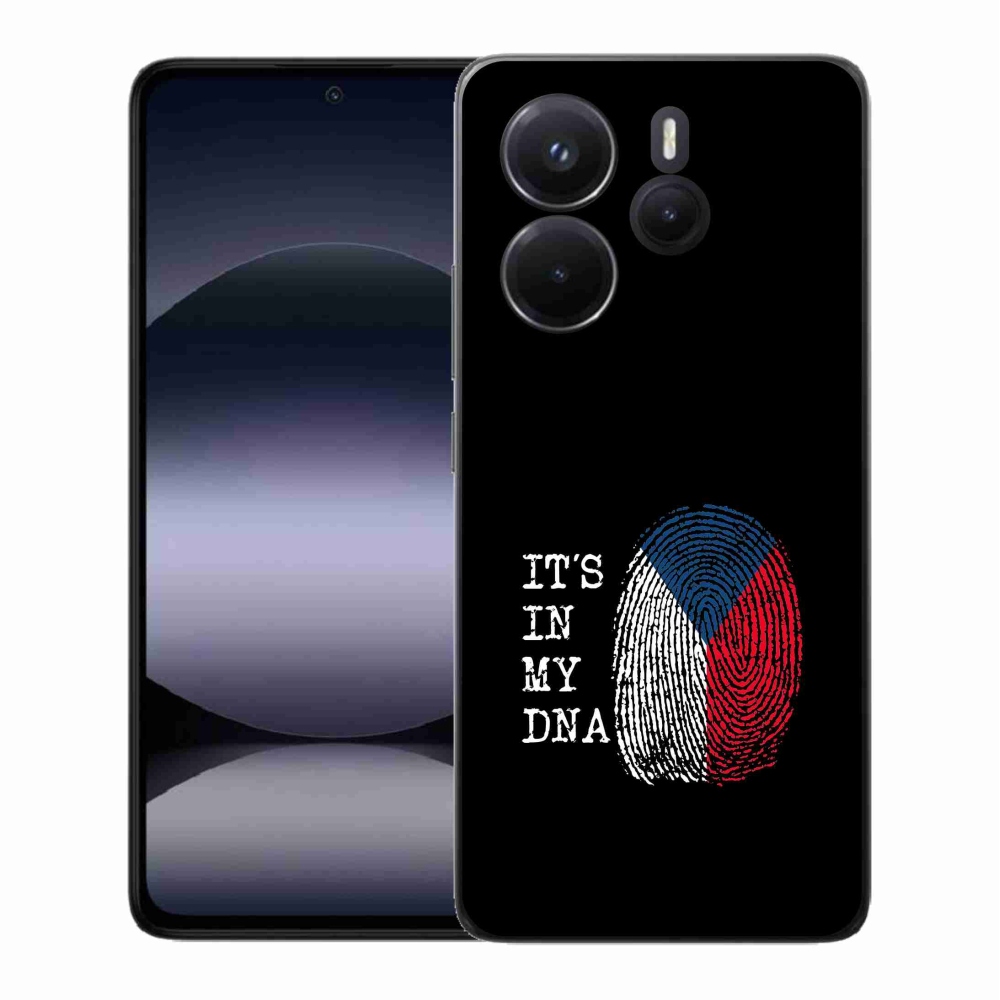 Gél borító mmCase a Xiaomi Redmi Note 14-hez - zászlós ujjlenyomat fekete háttérrel