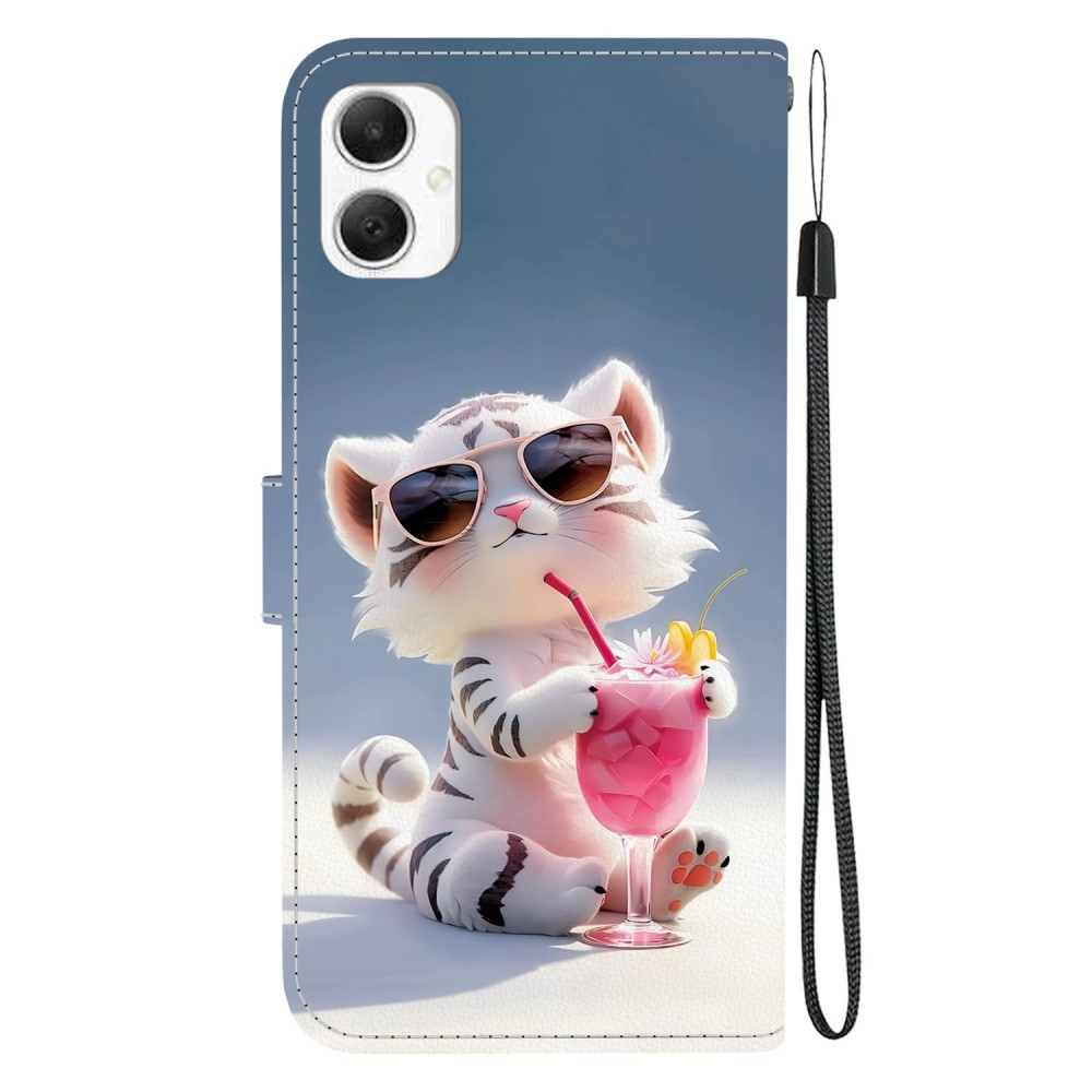 Sokoldalú könyvtáska Samsung Galaxy A06 4G készülékhez - fehér tigris