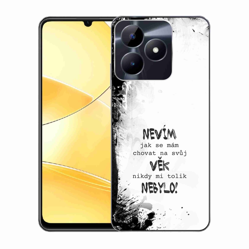 Zselés borító mmCase a Realme C51/C53 készülékhez - vicces szöveg 14 fehér háttér