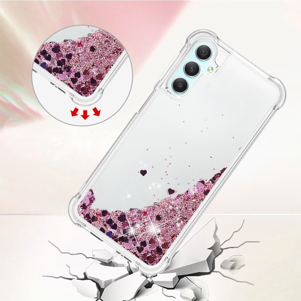 Glitter homokóra zselés tok Samsung Galaxy A24 készülékhez - rózsaarany/szív