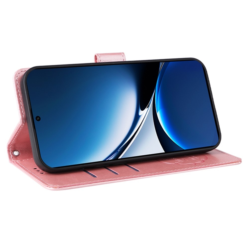 Virágos könyv tok a Xiaomi Poco X7 Pro 5G számára - rózsaszín