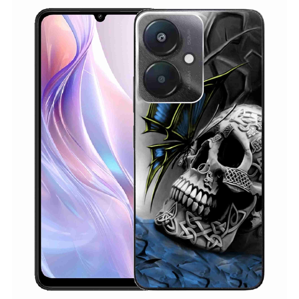 Gél borító mmCase a Xiaomi Redmi 13C 5G számára - pillangó és koponya