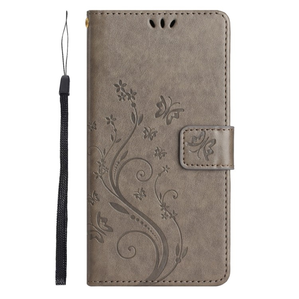 Virágok könyvtáska iPhone 17 Pro készülékhez - szürke