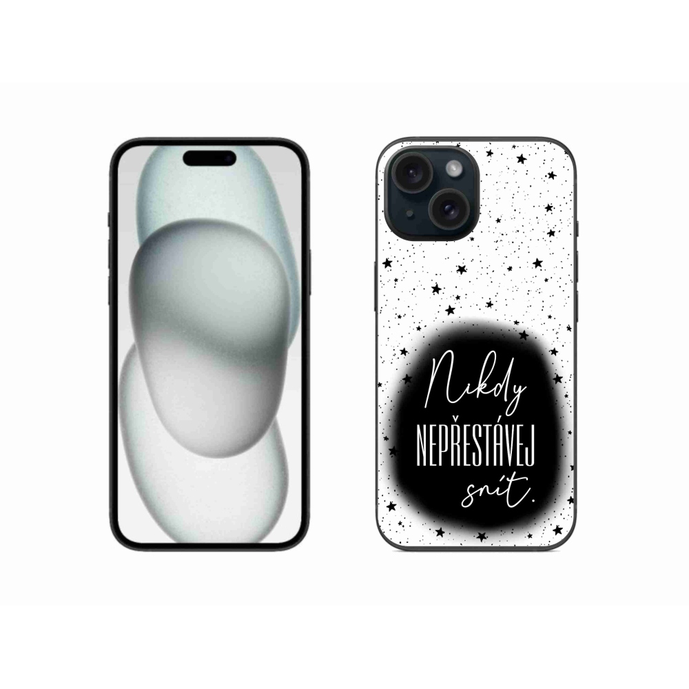 Zselés borítás mmCase iPhone 15 készülékhez - idézet 1 fekete-fehér háttér