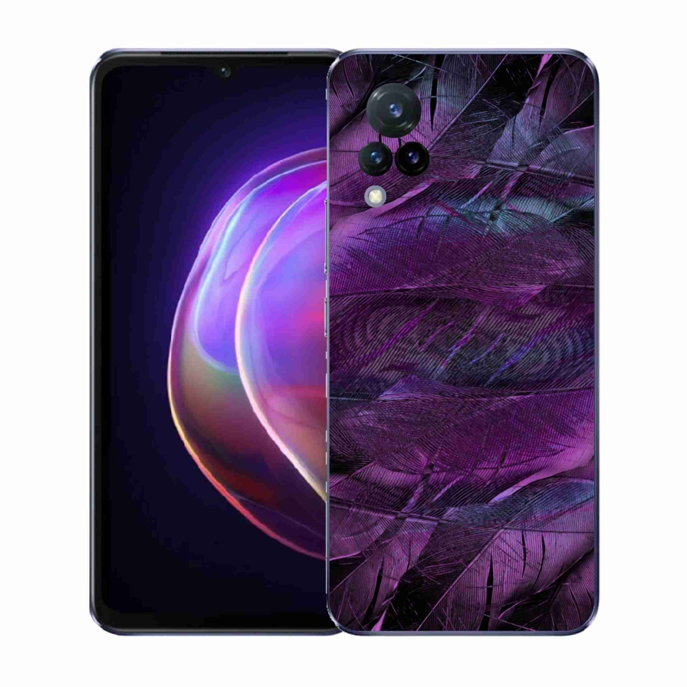 Gél védőhuzat mmCase Vivo V21 4G/5G - lila tollakhoz