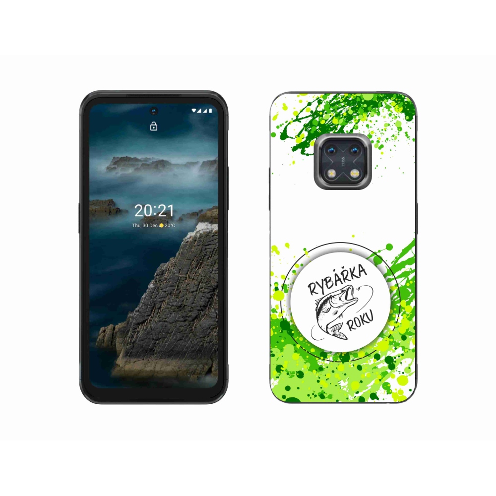 Zselés borító mmCase a Nokia XR20 készülékhez - Az év halászának fehér háttere