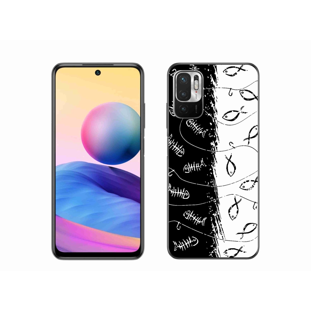 Gél borító mmCase a Xiaomi Redmi Note 10 5G számára - csontvázak és halak