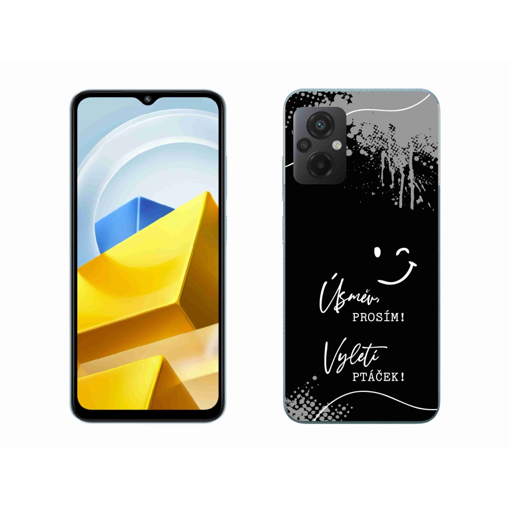 Gél borító mmCase a Xiaomi Poco M5 4G-hez - vicces szöveg 4 fekete háttérrel