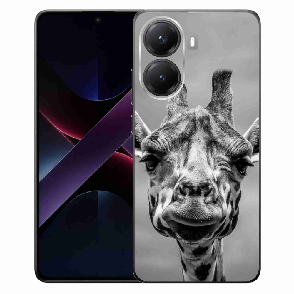 Gél borítás mmCase a Xiaomi Poco X7 Pro 5G számára - fekete-fehér zsiráf