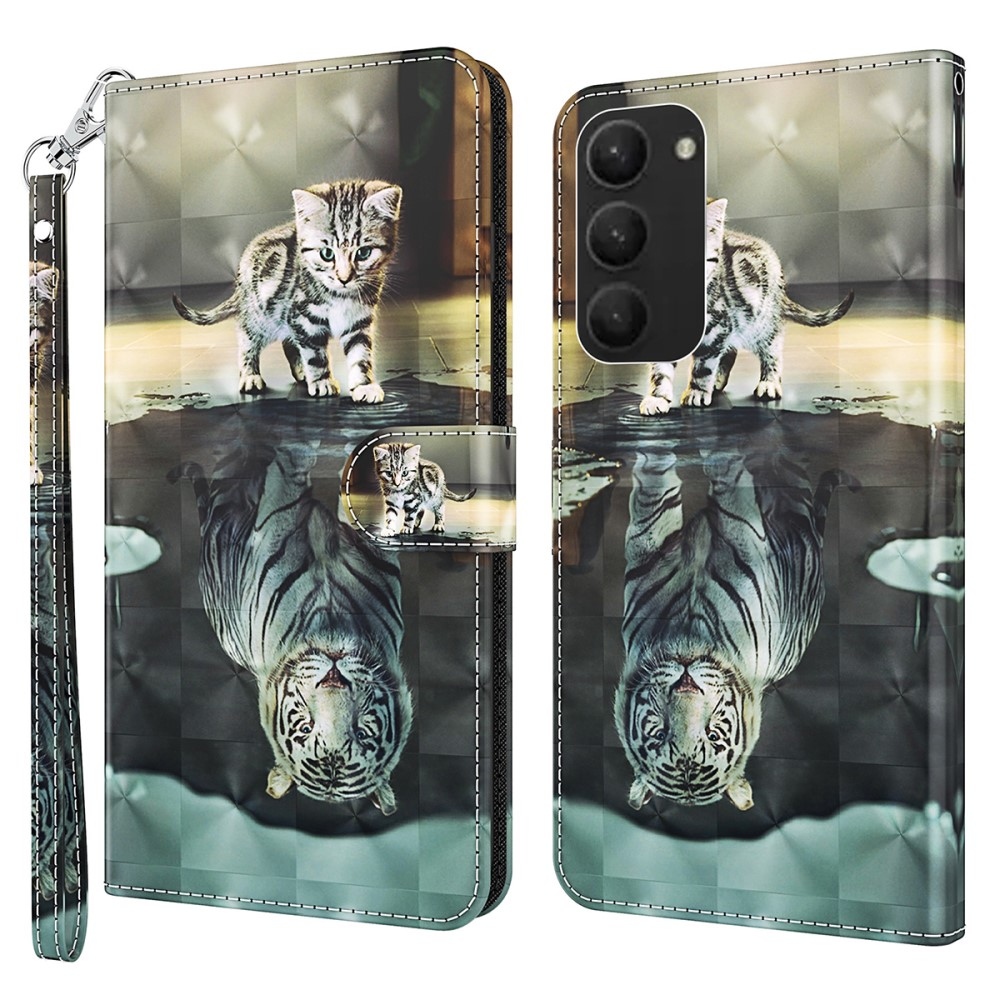 Nyomtatott könyv tok Samsung Galaxy S24+ készülékhez - macska és tigris tükörkép