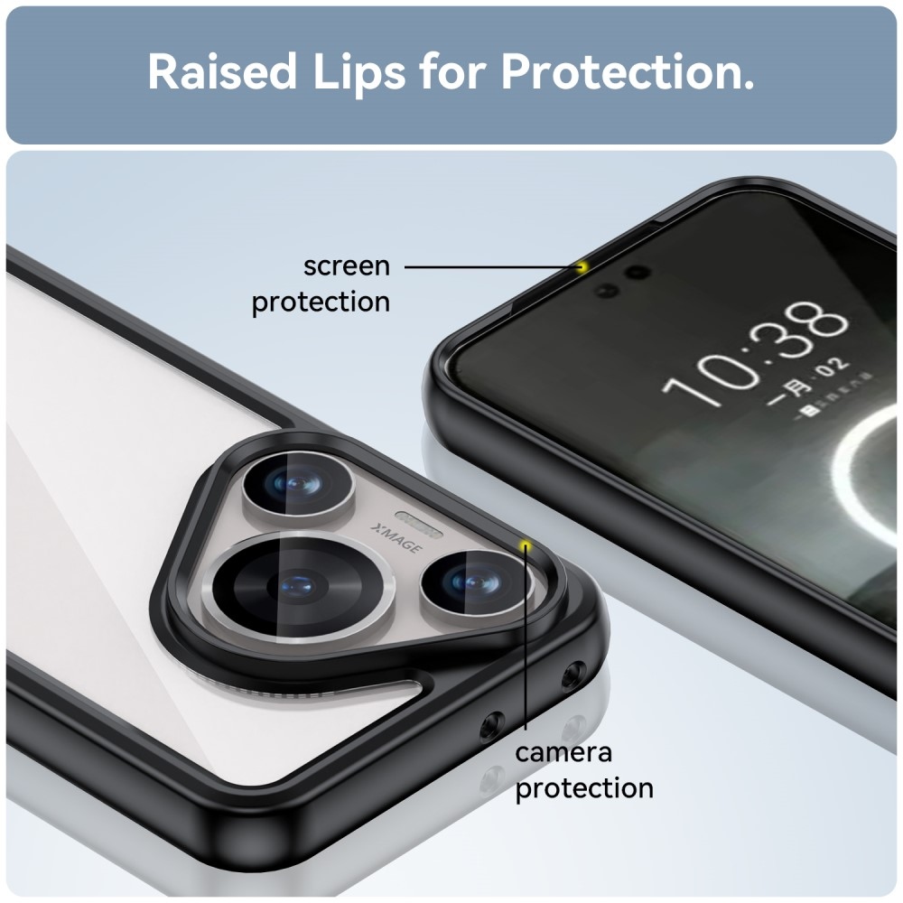 Gél tok fix hátlappal a Huawei Pura 70 Pro készülékhez - fekete