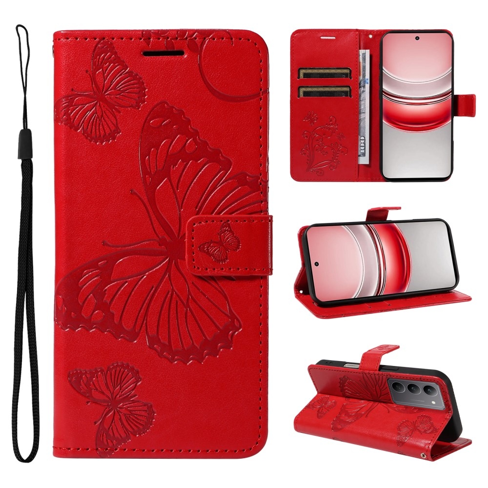 Nagy pillangó könyvtáska a Realme C75 készülékhez - piros