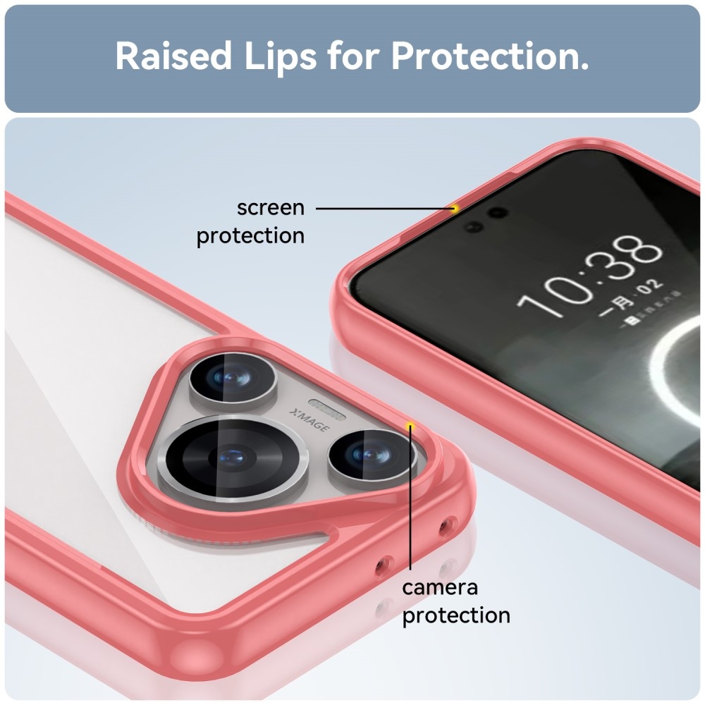 Gél tok kemény hátlappal a Huawei Pura 70 Pro-hoz - piros