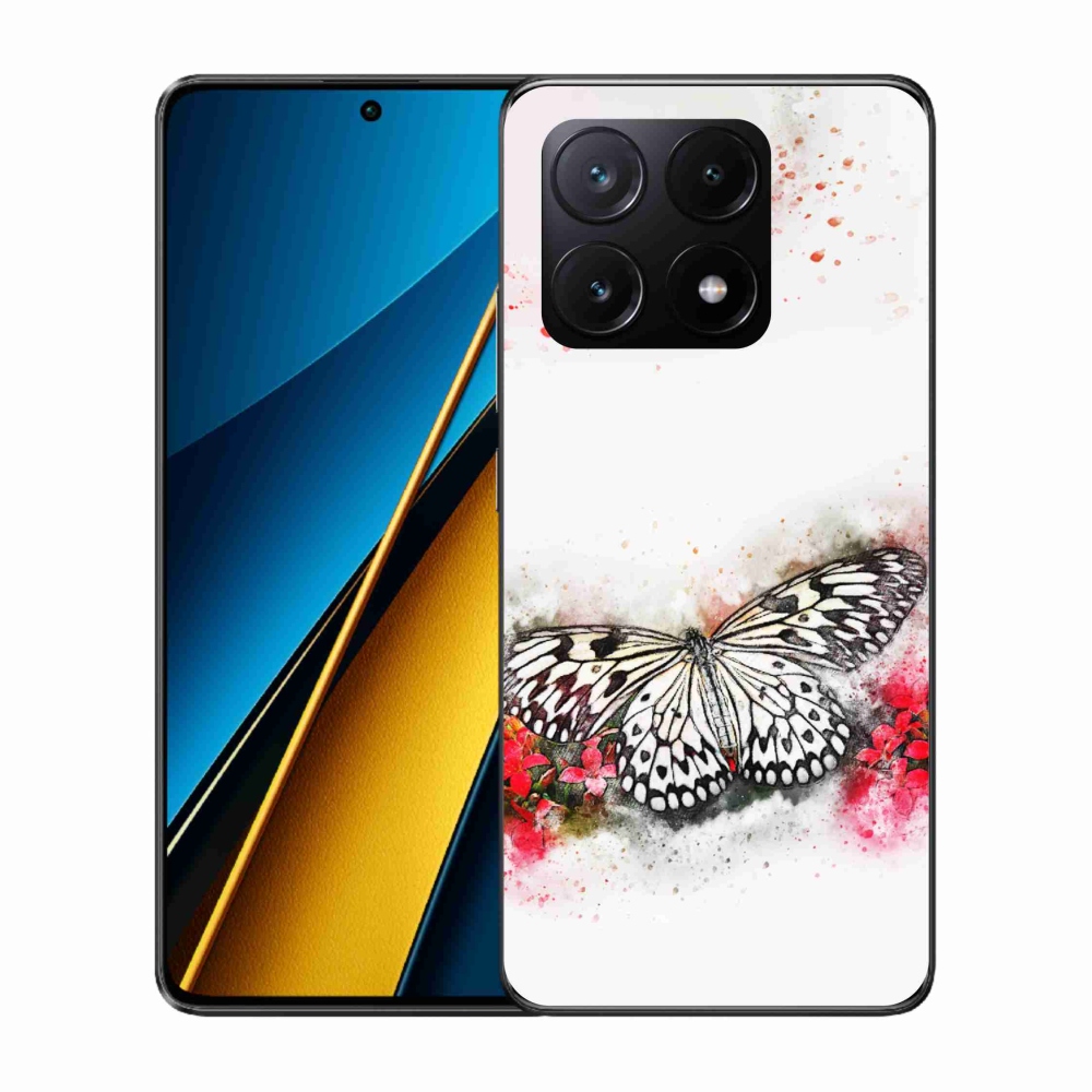 Gél borítás mmCase a Xiaomi Poco X6 Pro 5G számára - fekete és fehér pillangó