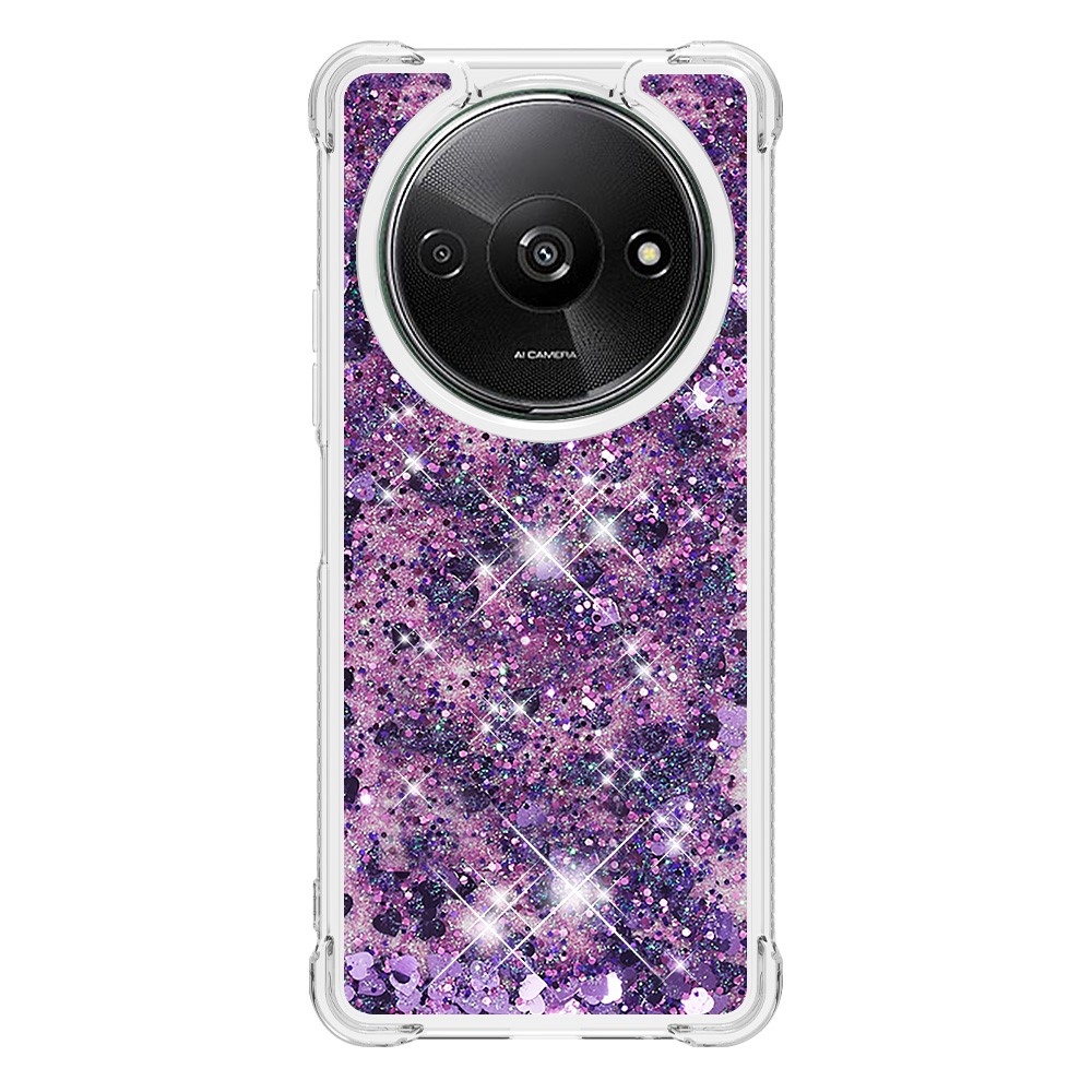 Glitter zselés homokóra tok Xiaomi Redmi A3-hoz - sötét lila/szív