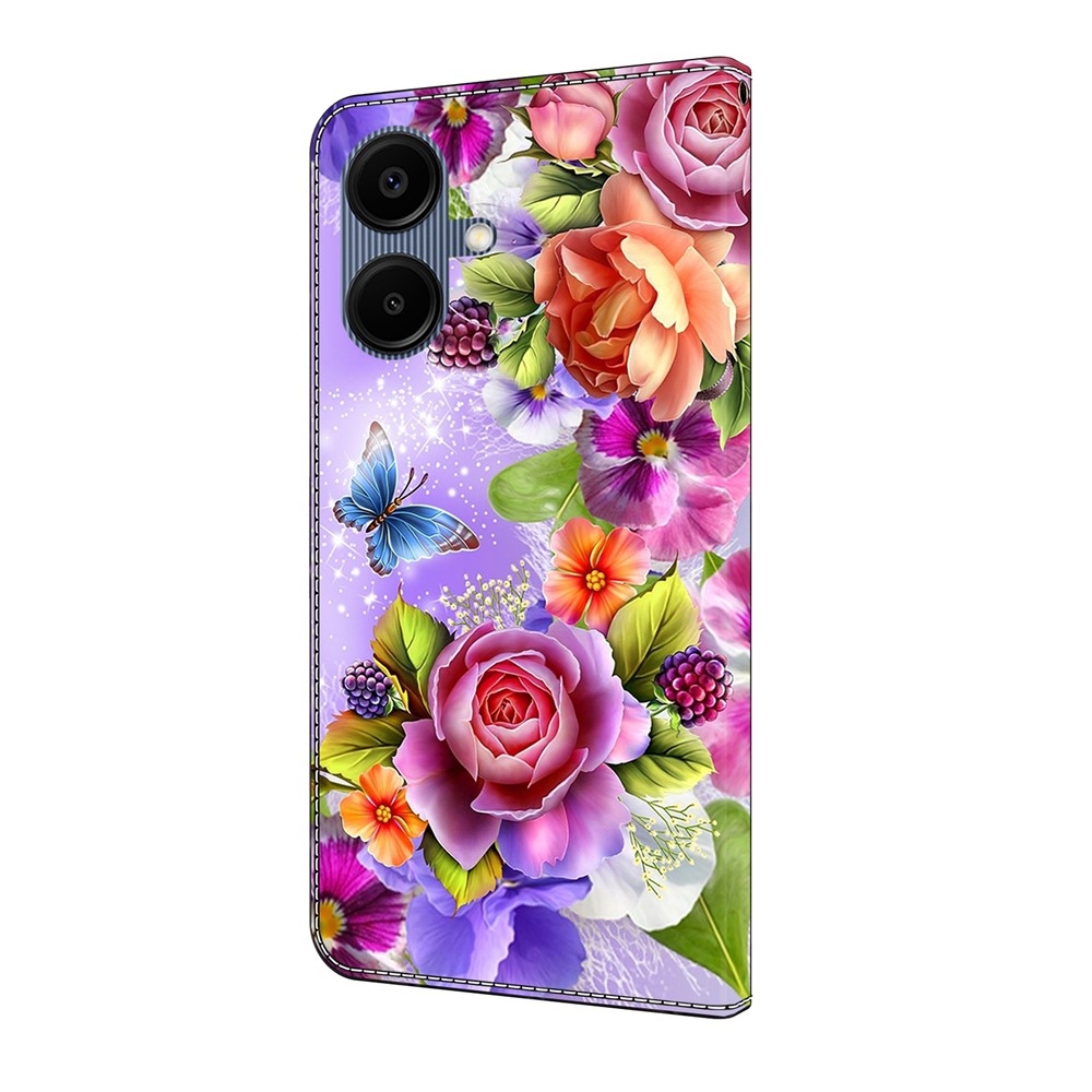 Sima könyves tok Samsung Galaxy A07 4G - színes virágokhoz