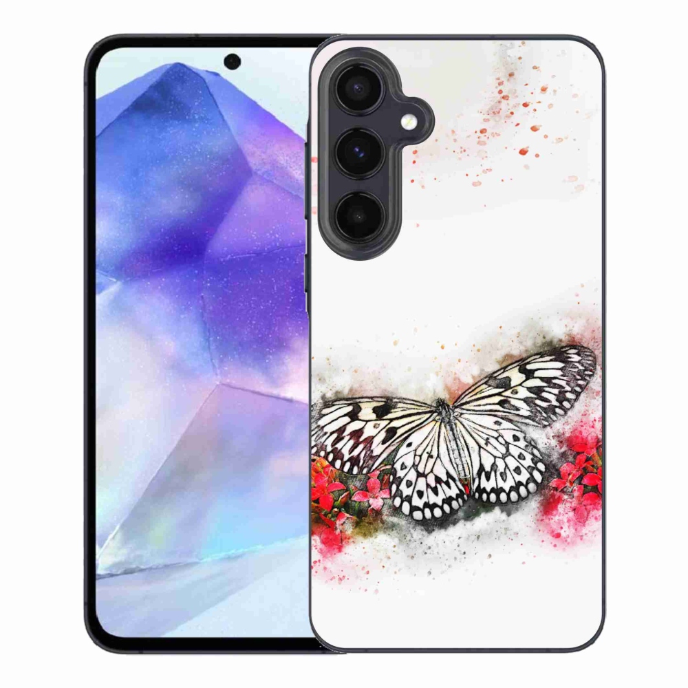 Zselés borítás mmCase Samsung Galaxy A55 5G - fekete-fehér pillangóhoz