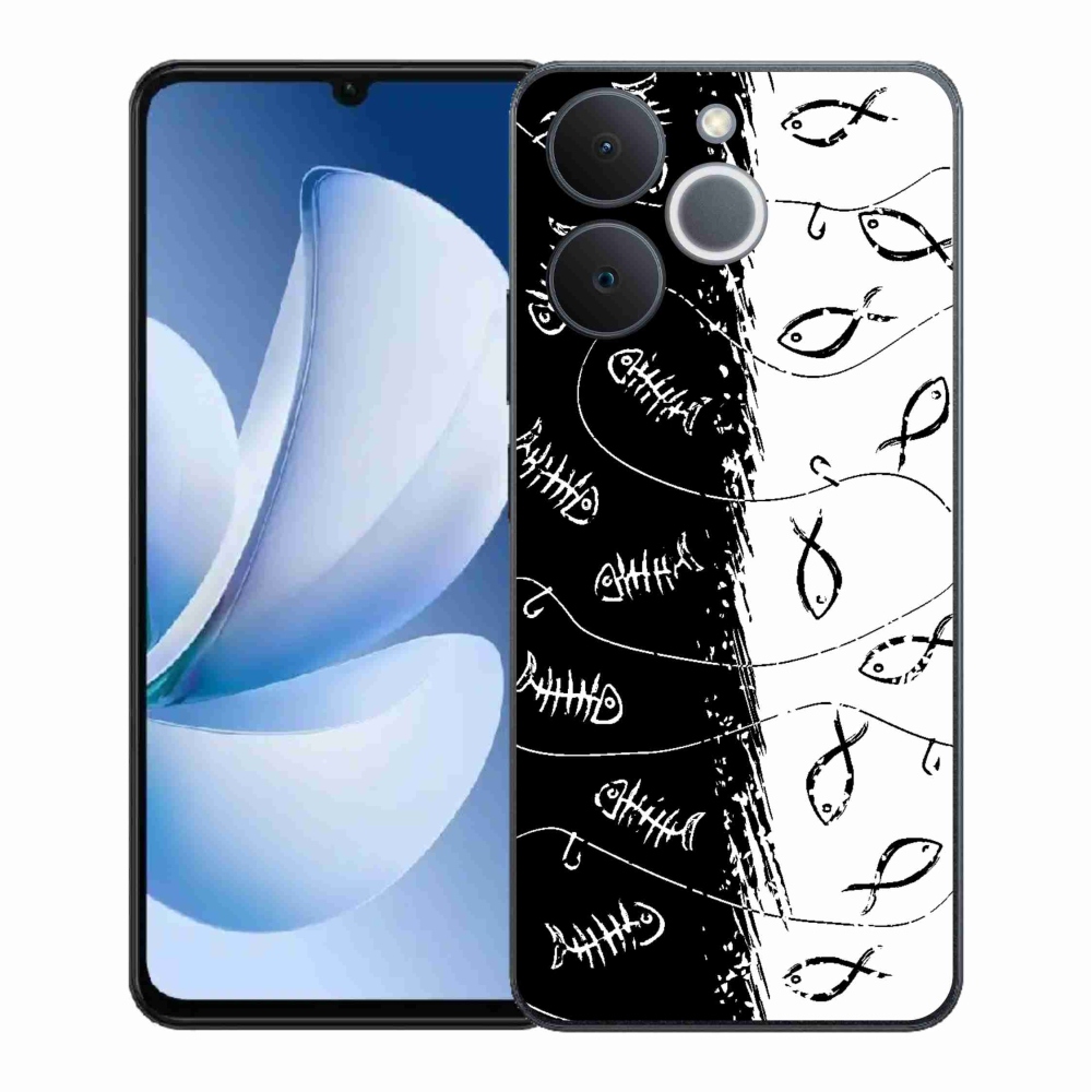 Zselés borítás mmCase a Realme Note 70T számára - csontvázak és halak