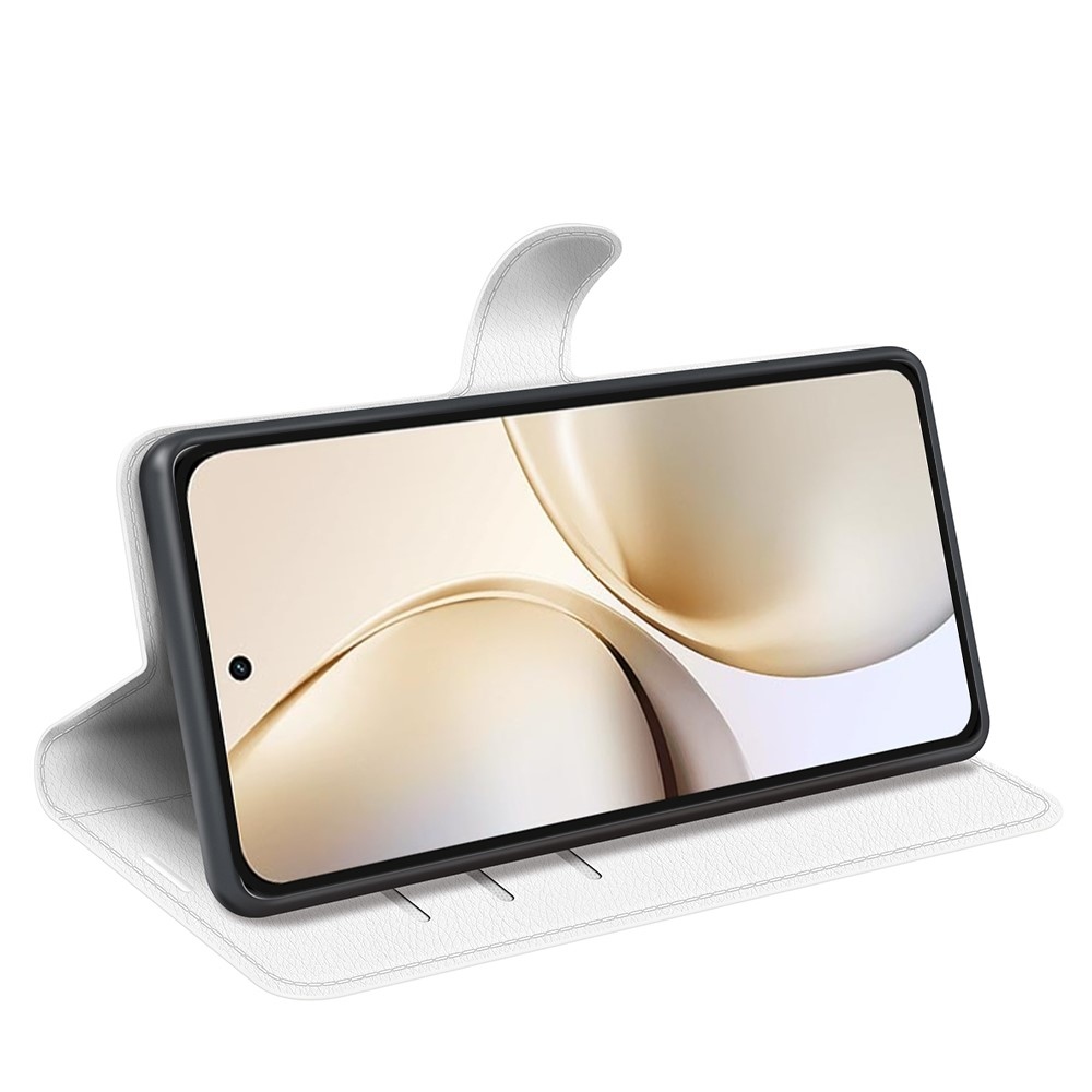 Litchi könyvtáska a Realme 14 Pro+ 5G készülékhez - fehér