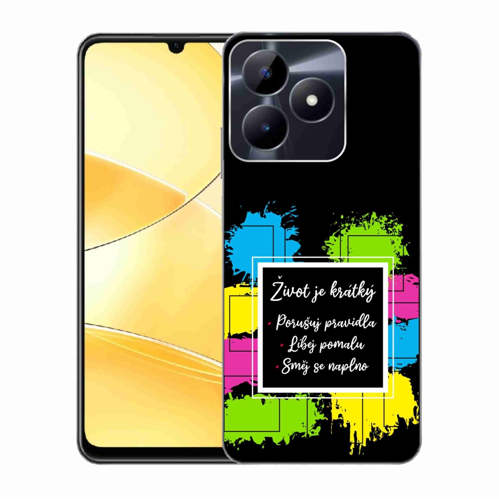 Zselés borító mmCase a Realme C51/C53 készülékhez - idézet 5 fekete háttér