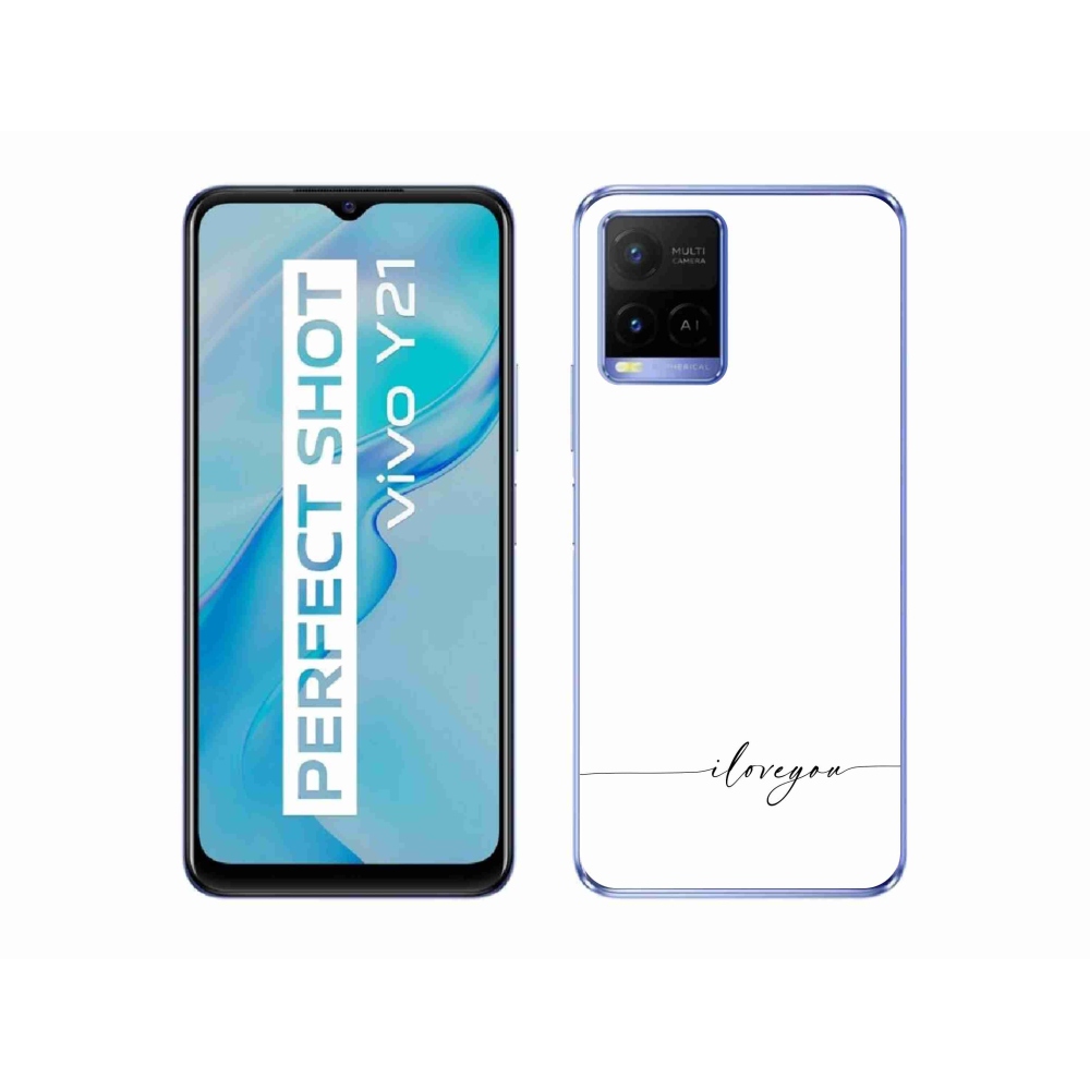 Gél borító mmCase a Vivo Y21/Y21s/Y33s készülékhez - I love you fehér háttérrel