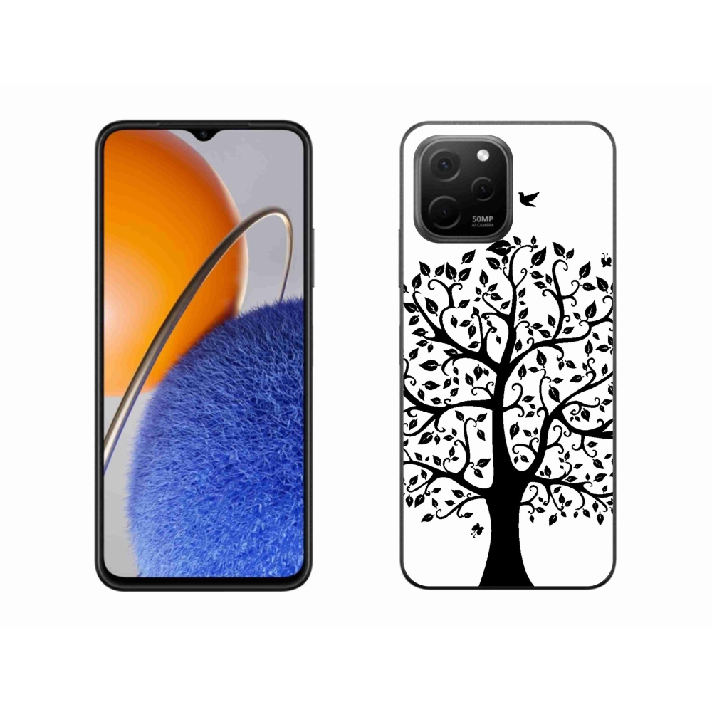 Gél borítás mmCase a Huawei Nova Y61-hez - fekete és fehér fa