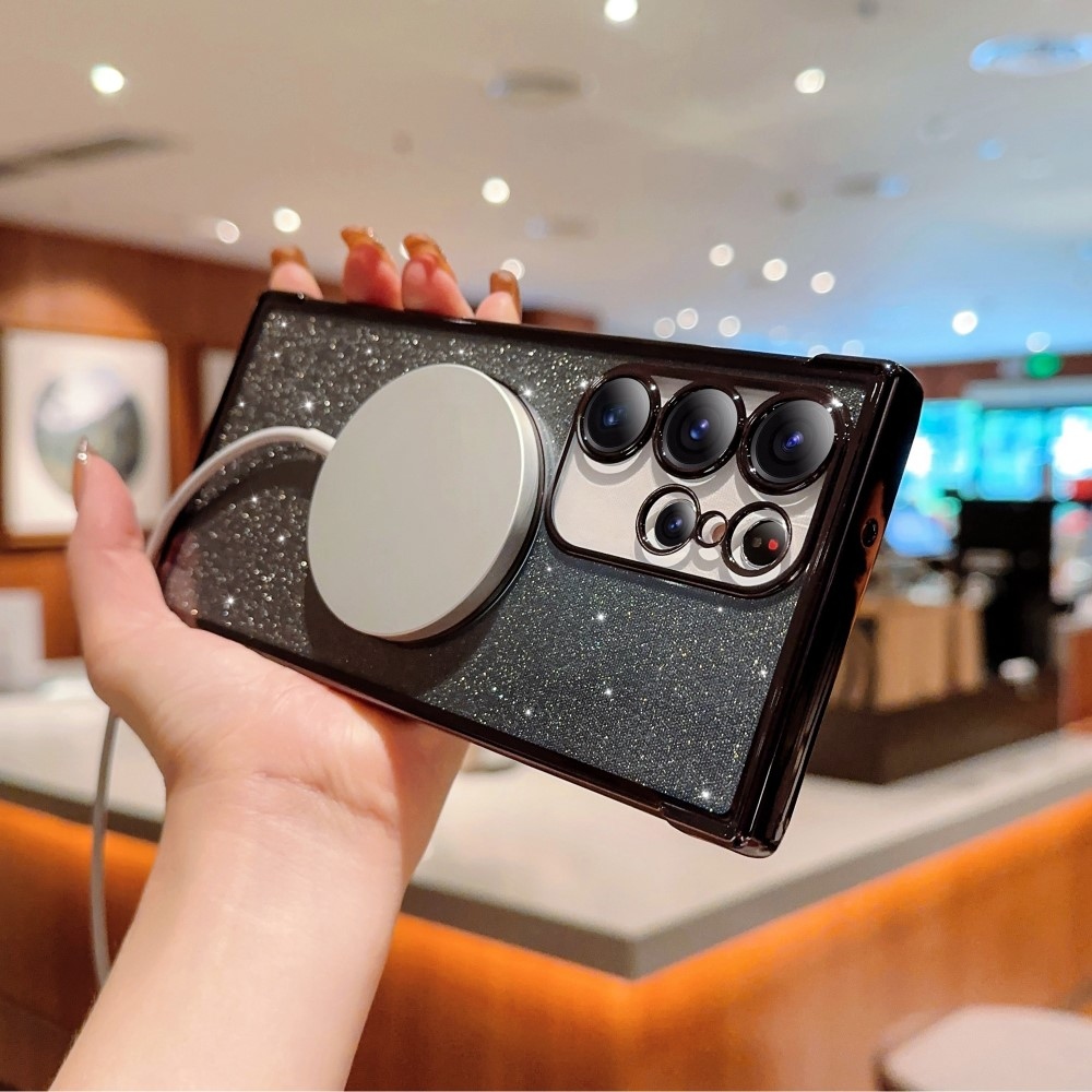 Fokozatos zselés csillogó tok MagSafe támogatással Samsung Galaxy S25 Ultra készülékhez - fekete