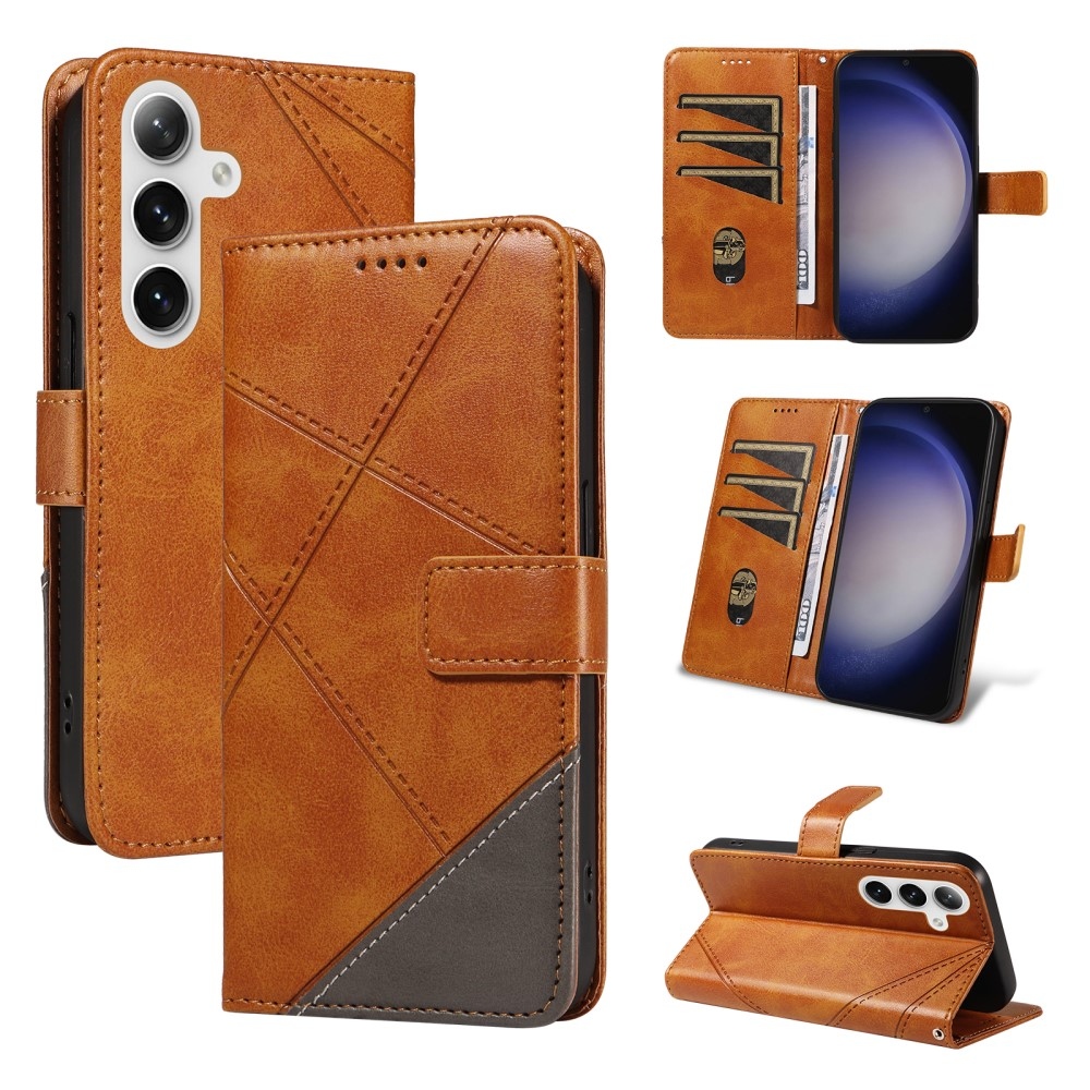 Háromszög alakú könyvtáska Samsung Galaxy S24+/S25+ készülékhez - barna