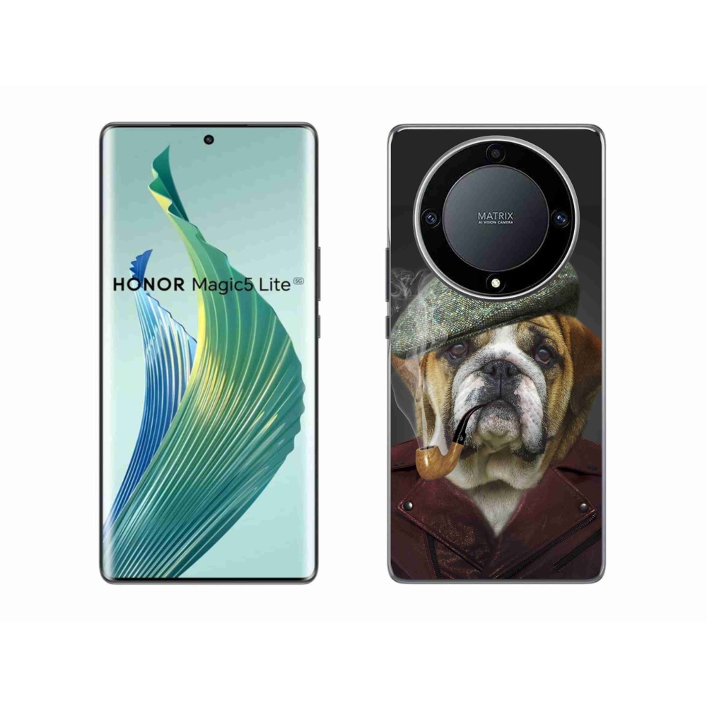 Zselés borítás mmCase a Honor Magic 5 Lite 5G számára - kutya csővel