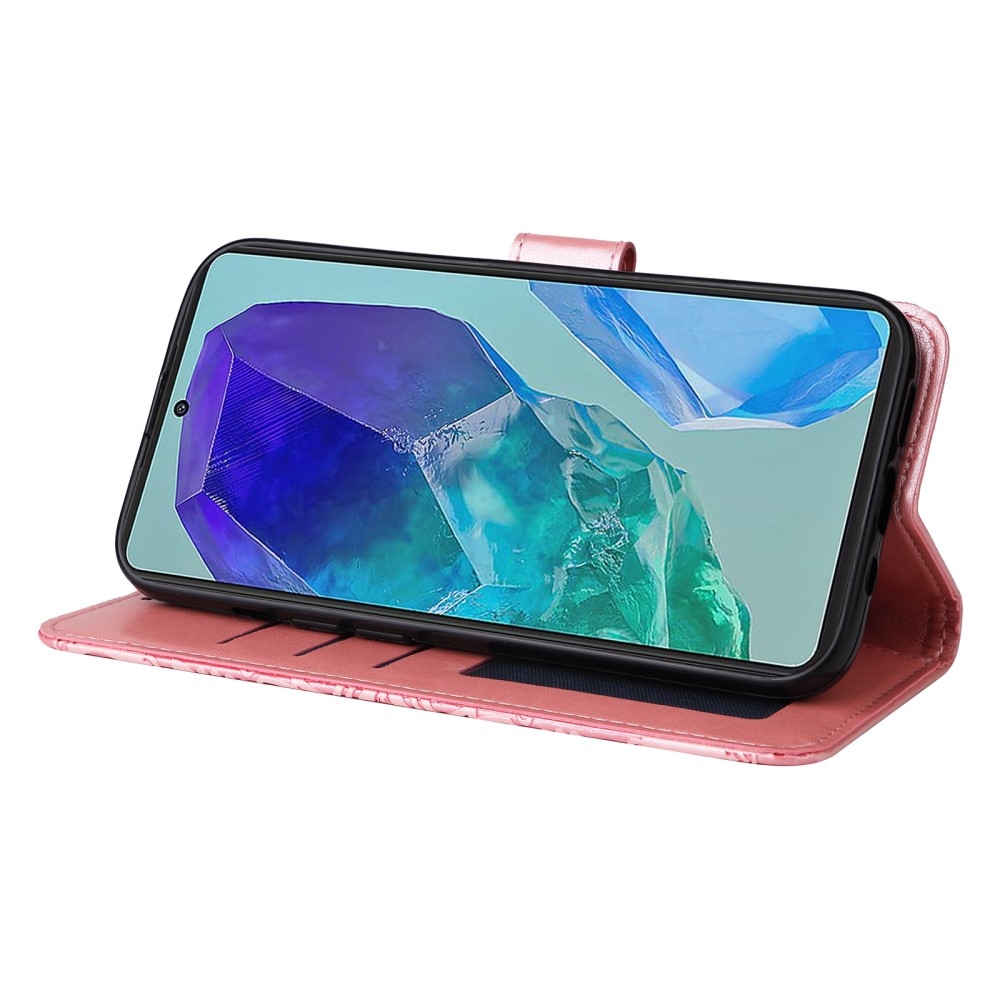 Napraforgó könyv tok Samsung Galaxy M55 5G - rózsaszínű