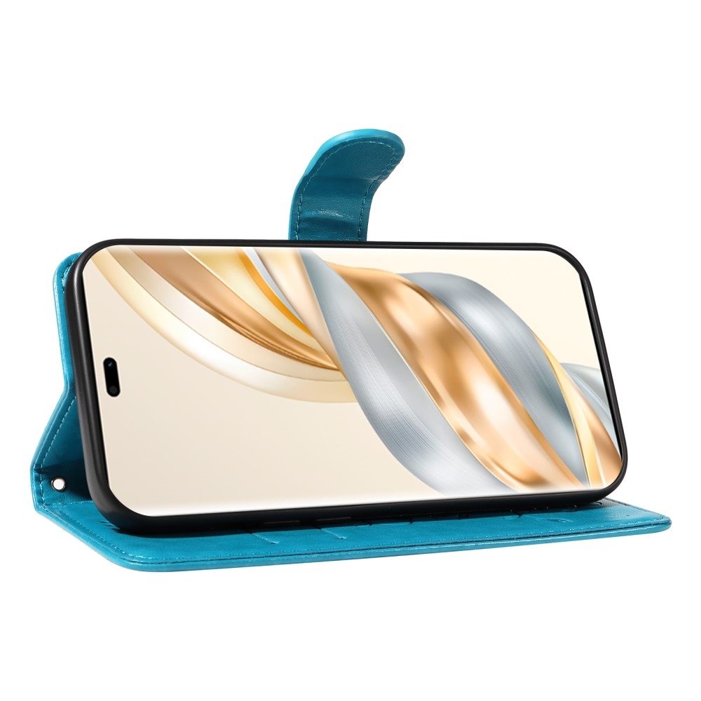 Virágok könyv tok a Honor Magic 7 Lite 5G számára - kék