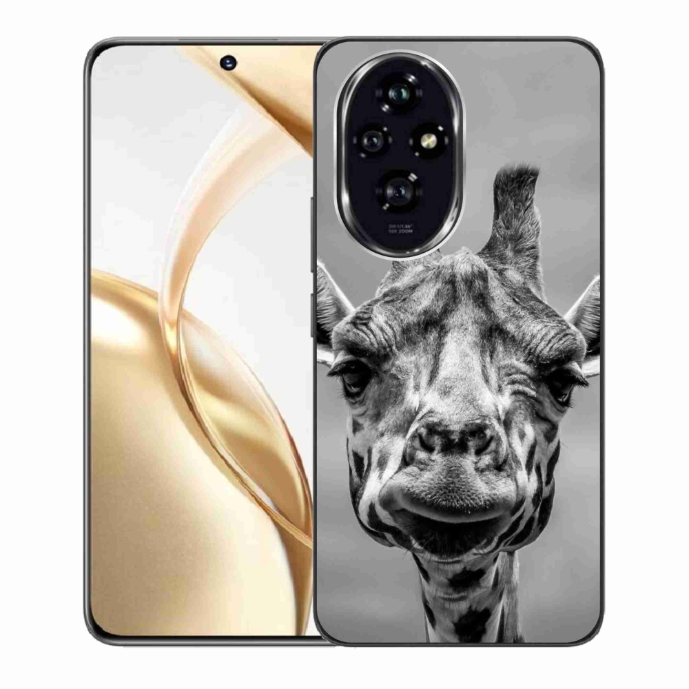 Zselés borító mmCase a Honor 200 5G készülékhez - fekete-fehér zsiráf