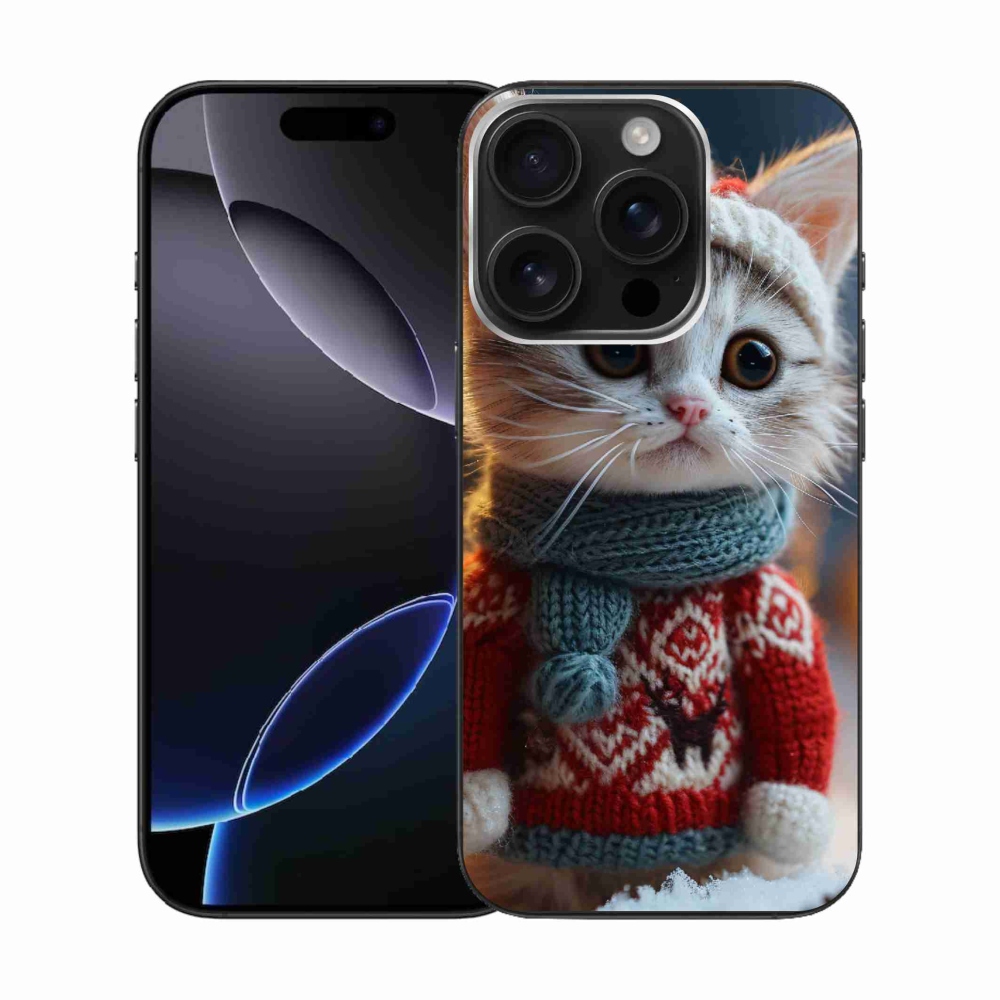 Gél borítás mmCase iPhone 16 Pro készülékhez - cica pulóverben