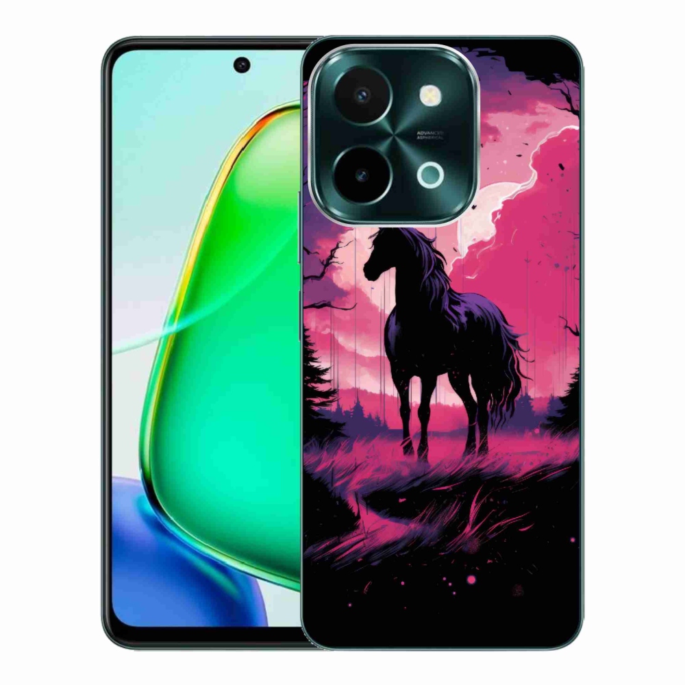 Zselés borító mmCase a Vivo Y28-hoz - fekete rajzfilm ló 1