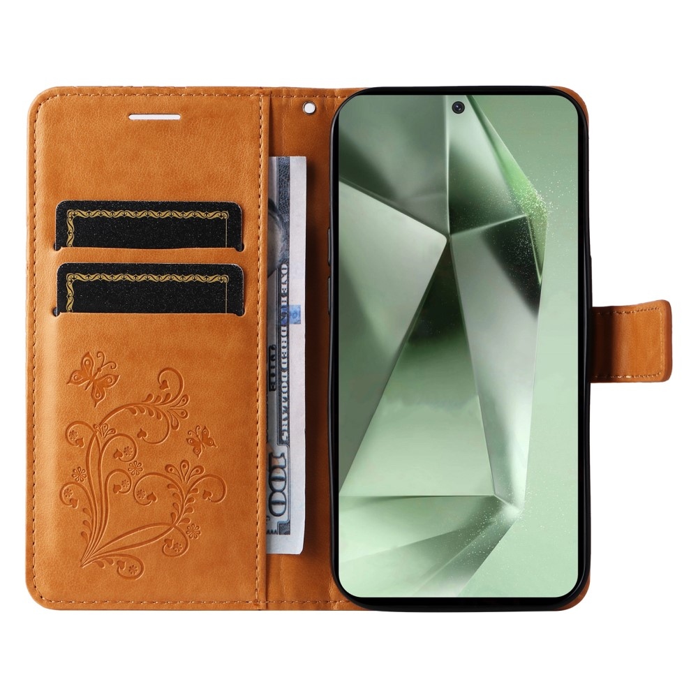 Nagy pillangó könyv tok Samsung Galaxy S24 FE készülékhez - sárga