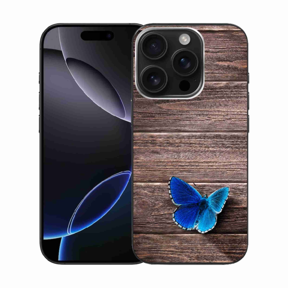 Zselés borítás mmCase iPhone 16 Pro készülékhez - kék pillangó 1