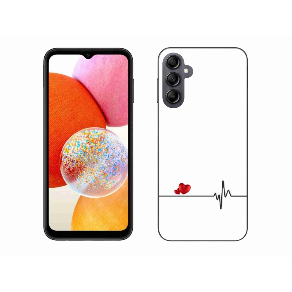 Gél borító mmCase Samsung Galaxy A14 4G/5G - szív és szívverés fehér háttérrel