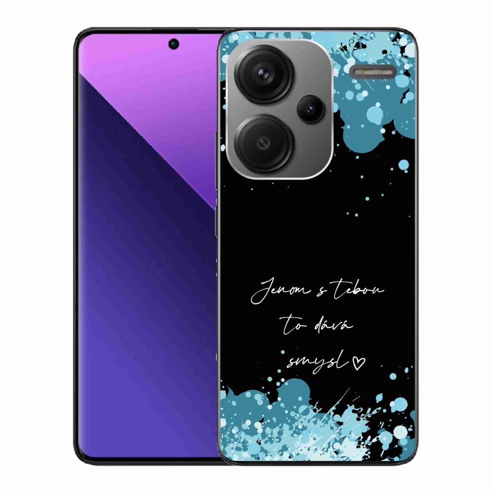 Gél borító mmCase a Xiaomi Redmi Note 13 Pro+ 5G - szerelmes szöveg fekete háttérrel