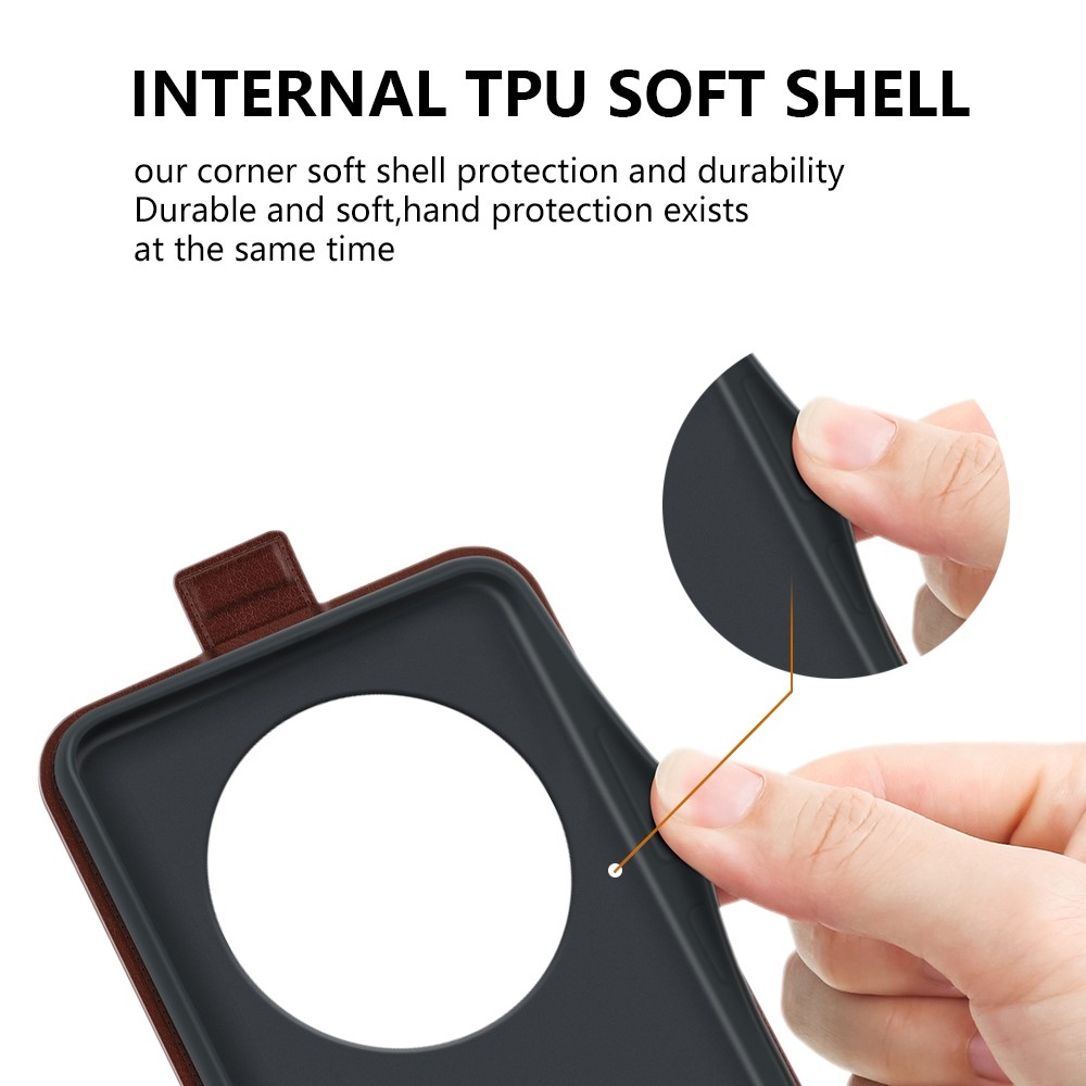 Függőleges könyvtáska Xiaomi Redmi 14C/Poco C75-hez - barna színben