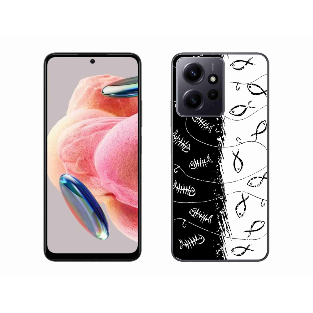 Gél borító mmCase a Xiaomi Redmi Note 12 4G-hez - csontvázak és halak