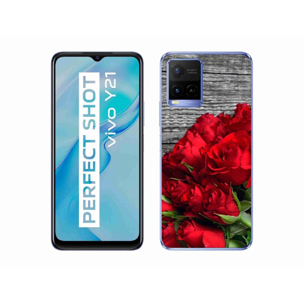 Gél borítás mmCase a Vivo Y21/Y21s/Y33s készülékhez - piros rózsa