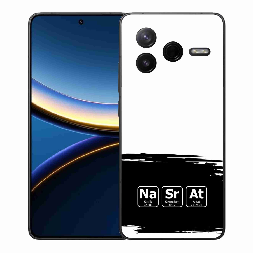 Gél borító mmCase a Xiaomi Poco F7 Pro - kémiai elemek fekete és fehér háttérrel