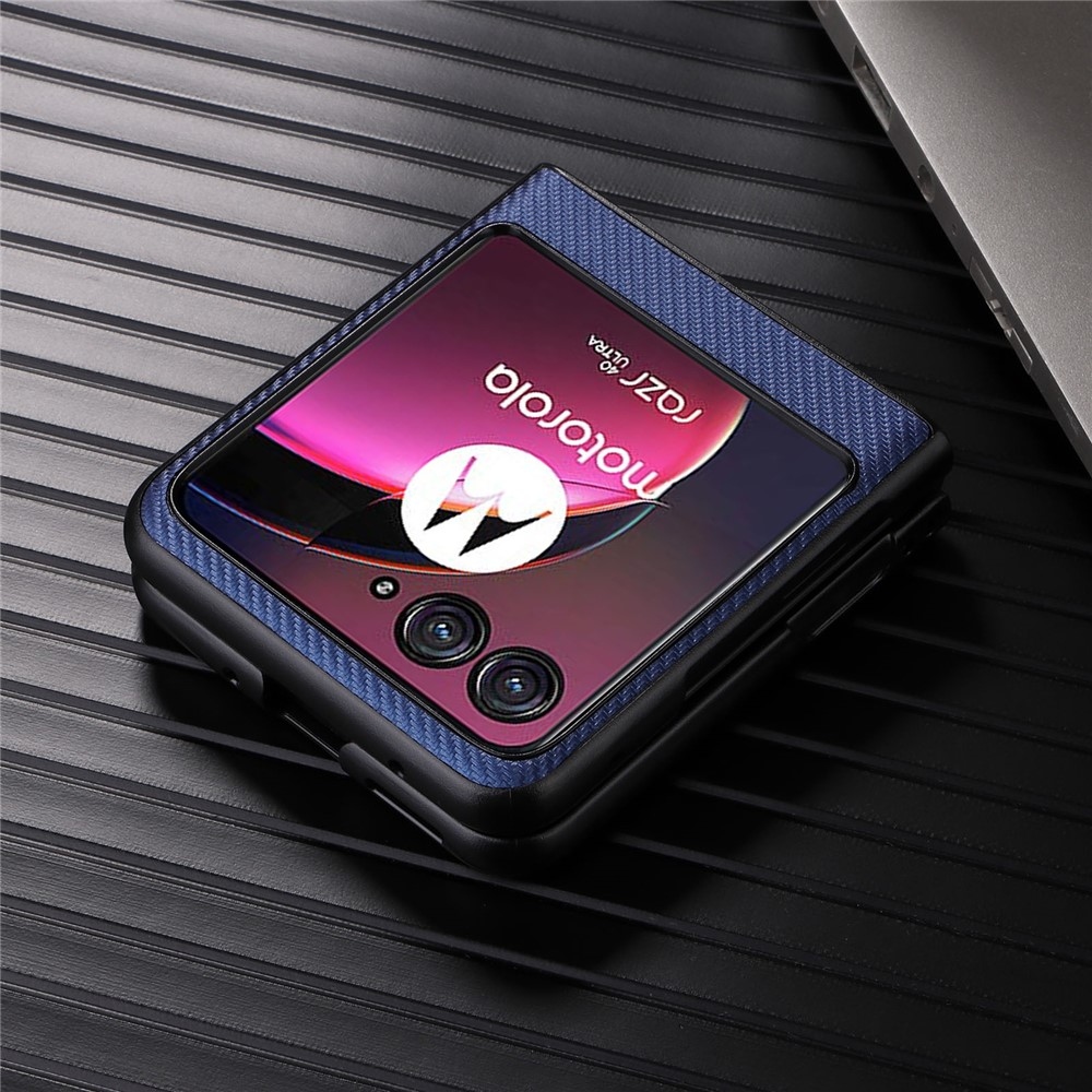 Textúrás műanyag borítás műbőrrel a Motorola Razr 40 Ultra 5G készülékre - kék